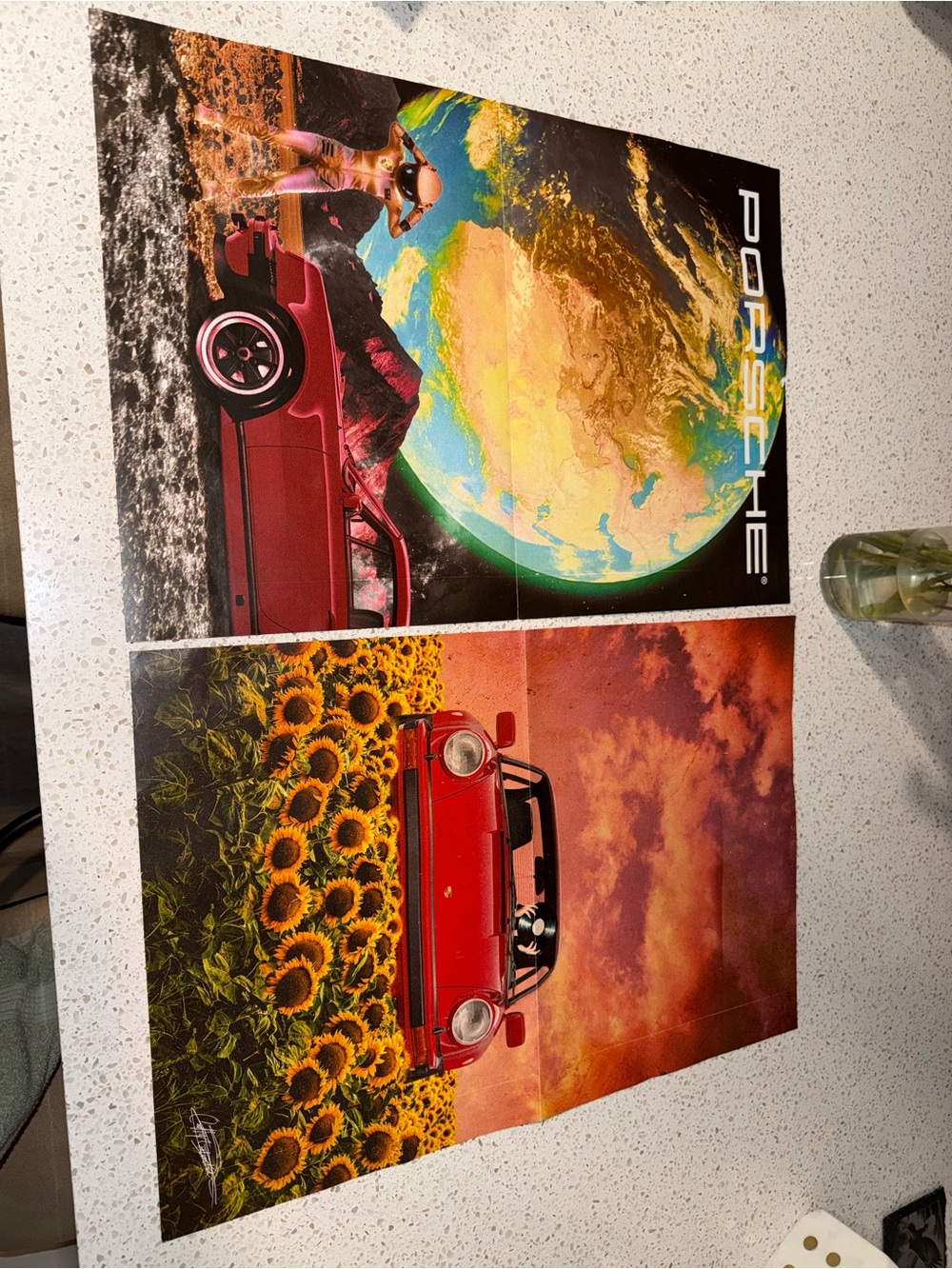 Red Vintage Car Home Art Poster -